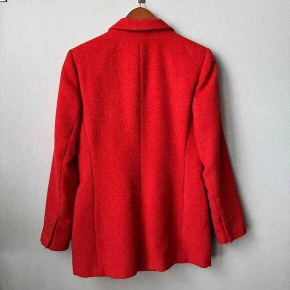 Wool Alpaca Blend Blazer Harvé Benard Red Jacket - Picture 7 of 17